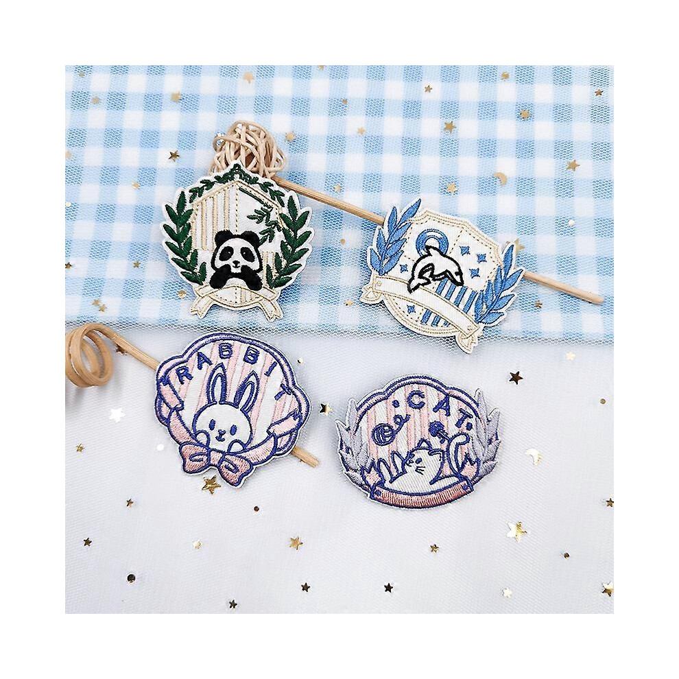 (As show, One size) Set of 4 computers JK uniform embroidered badge cute animal embroidered Lolita skirt accessories Day - line mariner suit brooch