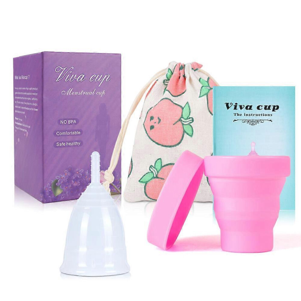 (As show, One size) The Menstrual Cup Made of Medical Grade Silicone, (White, S), Best Alternative to Tampons