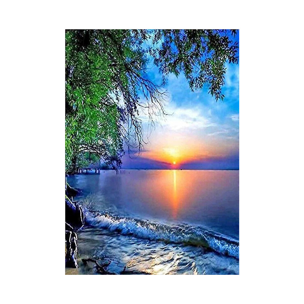 (As show, One size) Diamond painting sunset30*40 diy landscape combination round full of diamond (22) sunrise seaside reflection diamond embroidery decoration painting