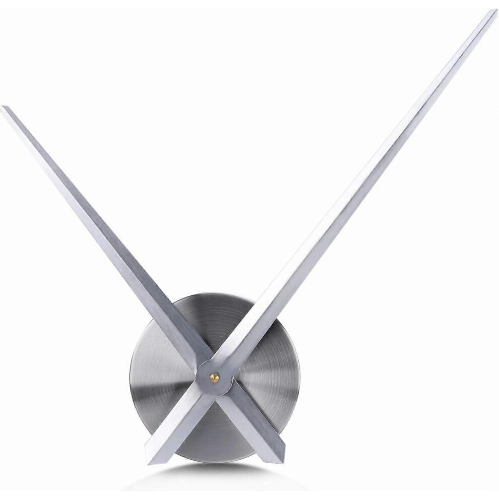 (As show, One size) Large silver wall clock 31.5cm without numbers DIY frameless clock movement with long hands