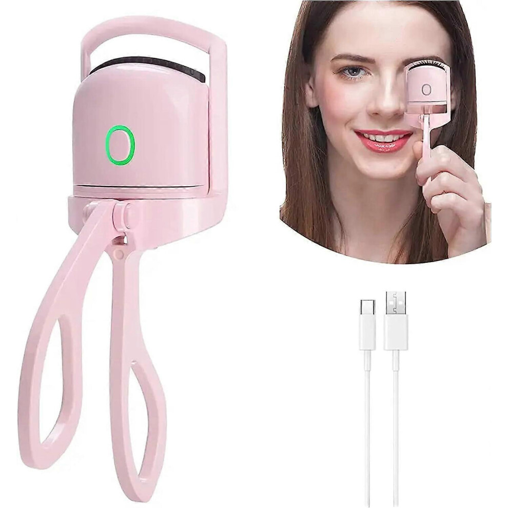 (As show, One size) Pink Model Electric heated eyelash curler with pads, heated eyelash curler for makeup, professional eyelash curler for all eye shapes, ideal gift for