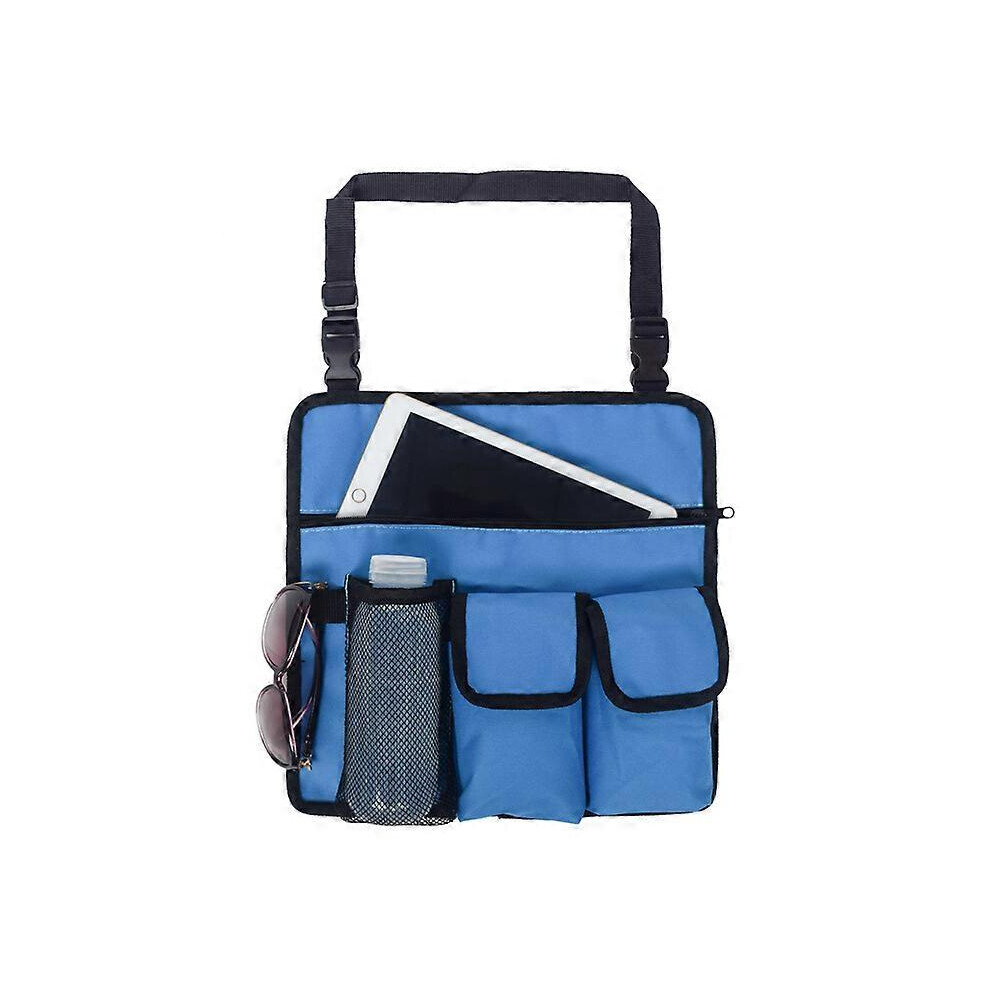 (As show, One size) 12.5x13 inch (blue) Beach Waterproof Seat Organizer 4 pocket organizer