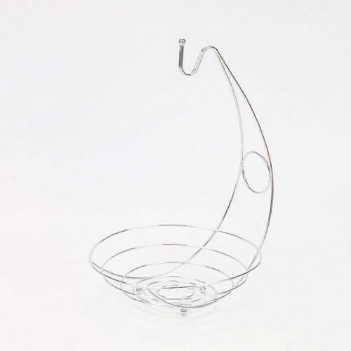 Silver Metal Fruit Basket with Hanging Hook for Bananas, Fruit Bowl with Display Hook 2
