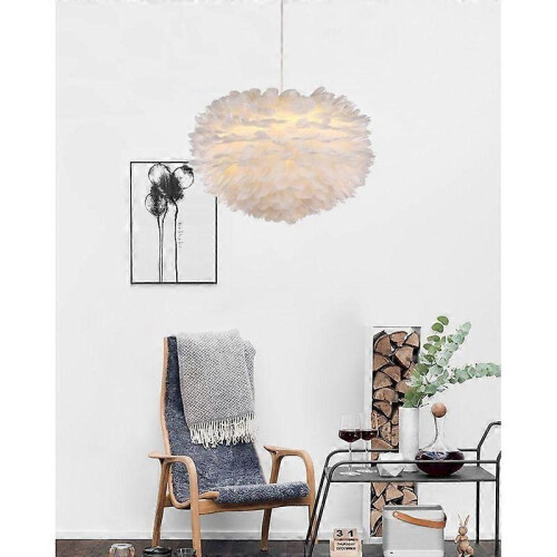 Nordic minimalist white feather hanging lamp - white 1