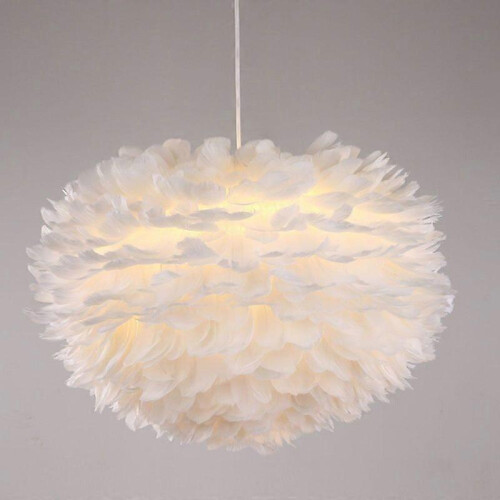 Nordic minimalist white feather hanging lamp - white 2