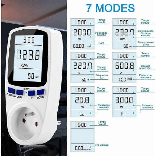 1pc AC 185V 264V Electric Meter Socket Electric Meter Power Meter Socket Power Consumption Monitor Socket with LCD Display 1