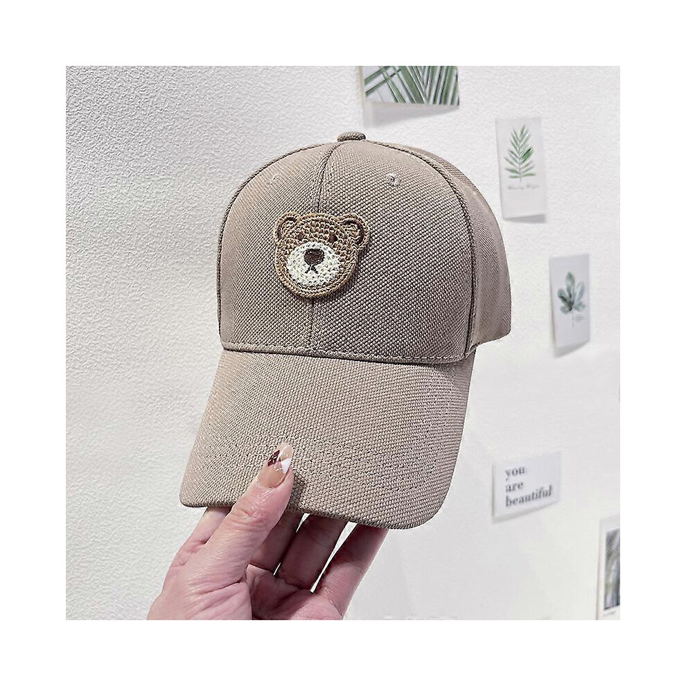 (As Show, One Size) Coffee Color Cute Bear Baseball Cap Female Baseball Cap Fashion Retro Hip Hop Curved Brim Pointed Hat Girls Summer Outdoor Sports Brown