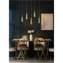 LED Pendant Light, Creative Water Drop Glass Chandelier, Modern Gold Glass LED Ceiling Light for Bedroom Dining Room Kitchen Living Room, Warm Light