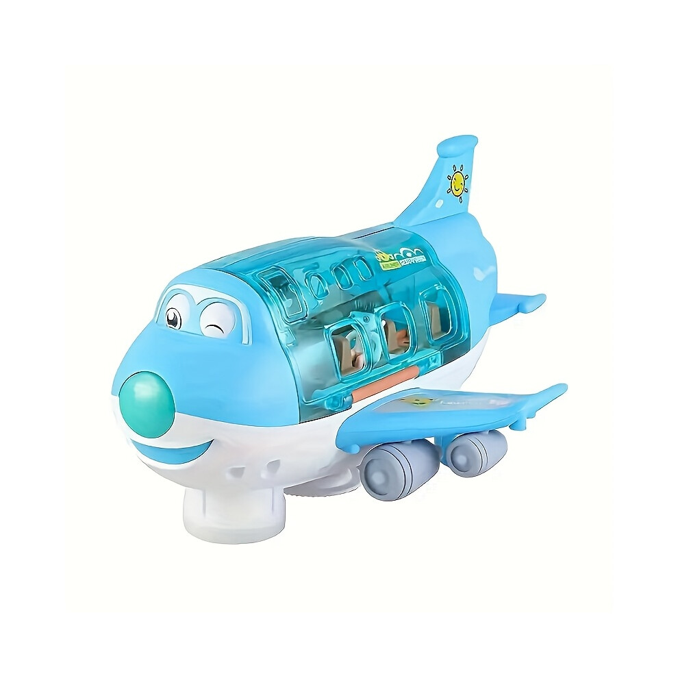 Xylfly (Blue) 360-Degree Rotation Interactive Electric Airplane Toy | Mixed Color Plastic Aircraft Model With Lighting Blue
