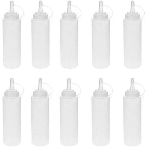 10 8oz/240ml Squeeze Bottles, Multi-function Squeeze Bottles, Leak-proof, BPA-free (Transparent)