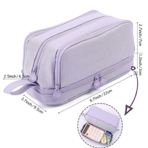 Primary and secondary school students' pencil case--382 purple-double-layer double window 1