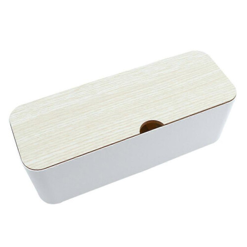1Pc Creative Power Cord Storage Box Power Strip Data Headset Finishing Wire Organizer Cable Management Wire Arranging Case (White) 1