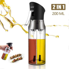 Olive Oil Sprayer for Cooking, 2 1-inch oil, vinegar and soy sauce bottle, refillable, multi-purpose food-grade PC dispensing bottle, 200 ml