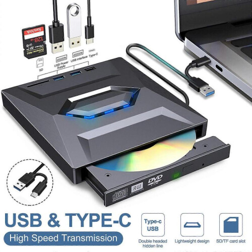 7in1 External USB 3.0 DVD CD RW Writer Drive Burner Reader Player for Laptop PC