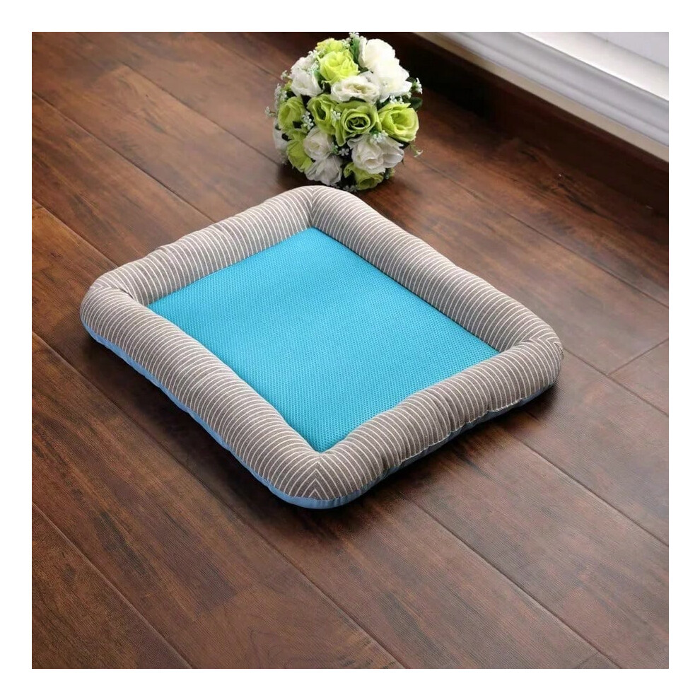 (Blue-mesh, 78x62cm) Dog Cooling Mat Pet Ice Pad Teddy Mattress Pet Cool Mat Bed Cat Summer Keep Cool Ice Silk Cooling Dog Mat for Dogs-image-OPC-PHQ762M-NEW