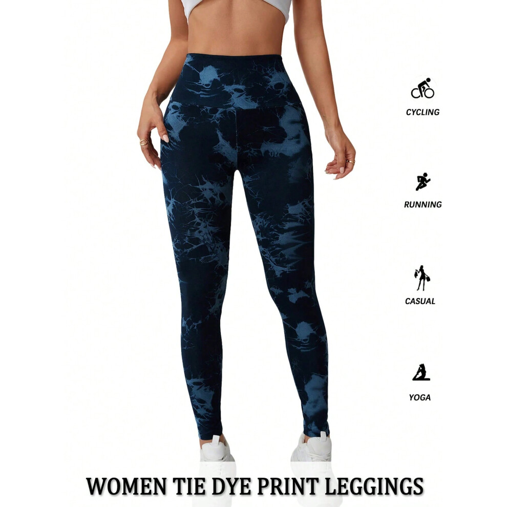 (-9, XXL) Super Soft High Waisted Tie Dye Leggings for Women Yoga Running Gym No See Through Workout Athletic Tights Push Up Gym Fitness