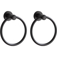 Towel Ring Black 2 Pieces Round Towel Holders in 304 Stainless Steel, Adhesive or Wall Mounted Towel Ring
