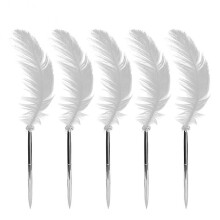 5pcs Feather Ballpoint Pens Writing Signatures Calligraphy Quill Pen Home Decor Gift Wedding Supplies