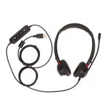 Office Headset Dual Ear ENC Active Noise Reduction Volume Adjustable Mute Control USB Plug Telephone Headset