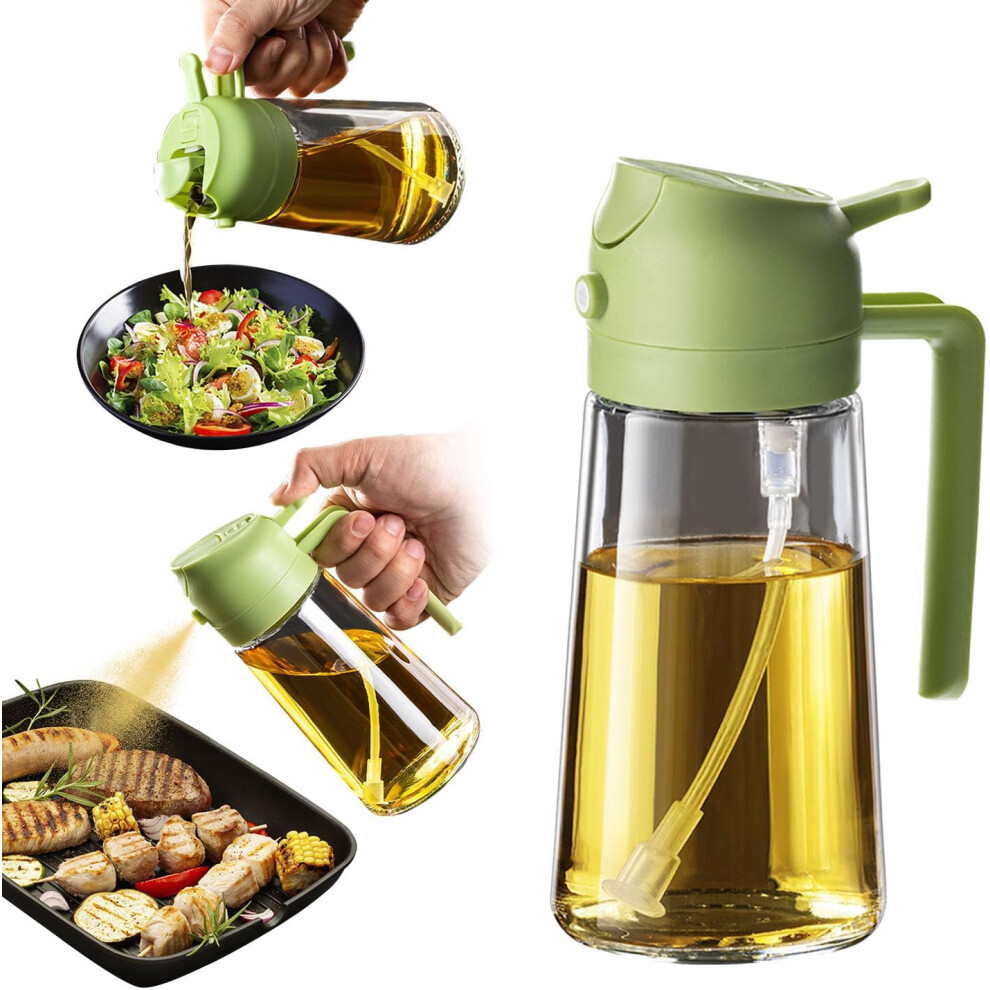 Deyaah (1Pcs, ) Oil Spray Bottle For Airfryer 470Ml, 2-In-1 Olie Dispenser, Oil Spray For Kitchen, Salad & Vinegar, Bpa Free Kitchen Accessories Green