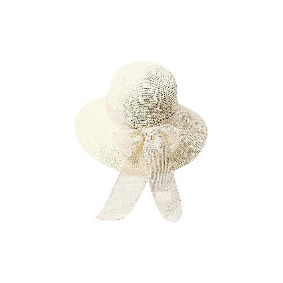 (As show, One size) White hat, visor, straw hat, beach sun, wide brim women