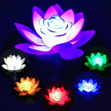 (As show, One size) 6pcs Floating Artificial Water Lilies, Pond Light Lotus, Floating LED Lotus (Multicolor), Floating Foam Flowers for Gardens/Pools/Fountains/Aquariums