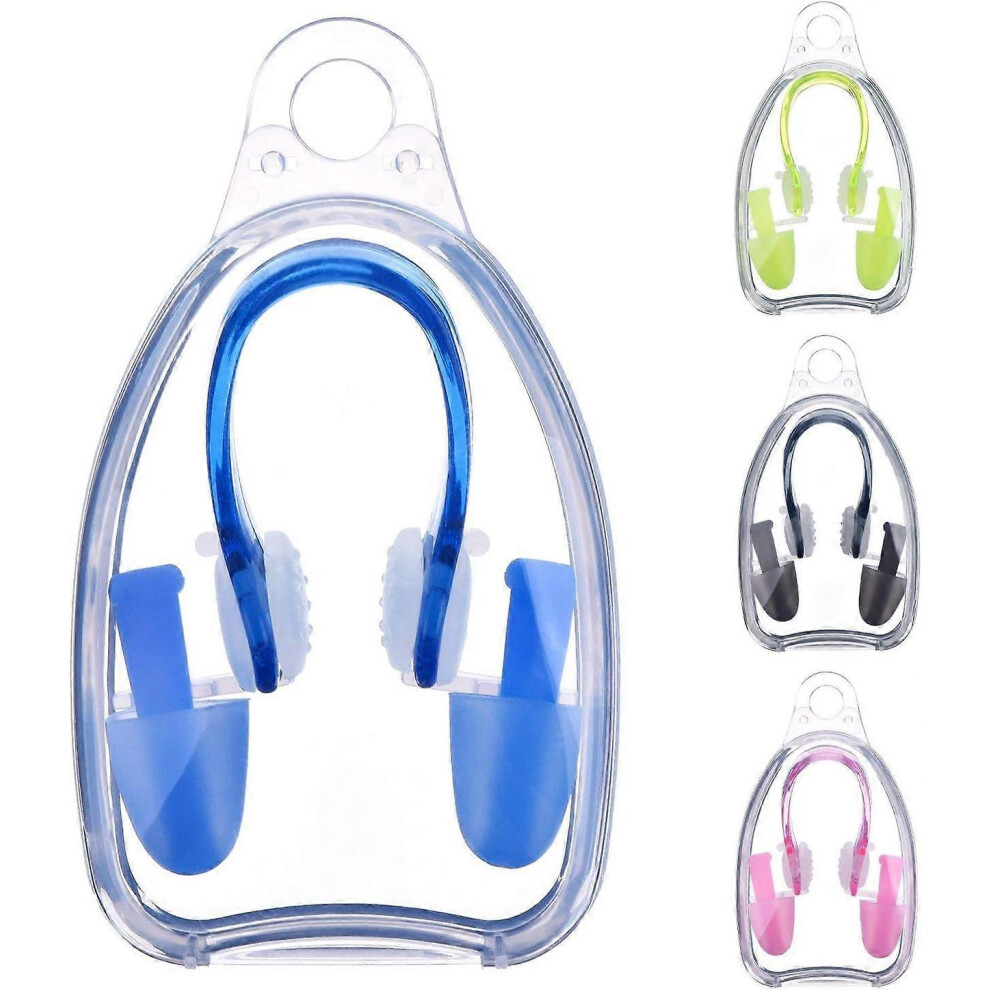 (As show, One size) 4 Pieces Swimming Nose Clip and Swimming Earplug Kits for Adults and Children, 4 Colors