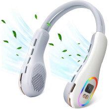 (As show, One size) Neck Fan with RGB Ambient Light, 3600mAh Portable USB Leafless Neck Fan Quiet Fan Portable Neck Fan for Traveling Camping Jogging Fitness