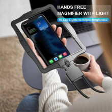 5X Hands Free Magnifying Glass for Reading Magnifier with 50 LED and Switchable Lens for Seniors Re