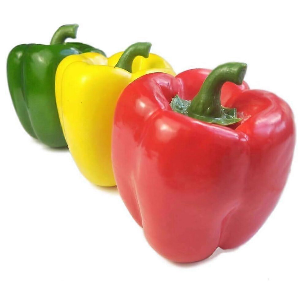 (As Show, One Size) 3 Pcs Multi Color Artificial Peppers Simulation Fake Capsicum Artificial Vegetable Photo Props Decoration Yellow/Green/Red