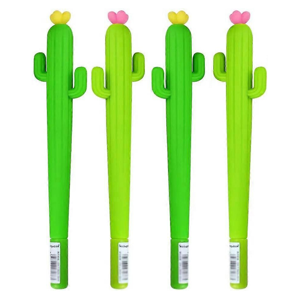 (As Show, One Size) 4Pcs Neutral Pen Cactus Shape Cute Rollerball Pen 0.5Mm Stylish And Popular Ink Gel Pens Black