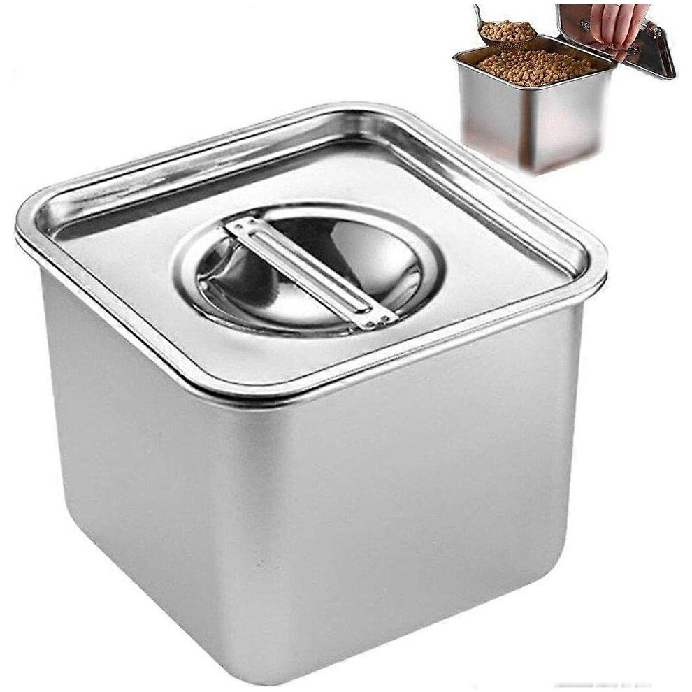 (As show, One size) 14cm Stainless Steel Seasoning Box Condiment Storage Jar Kitchen Lard Reservoir Sauce Organizer For Spice Pepper