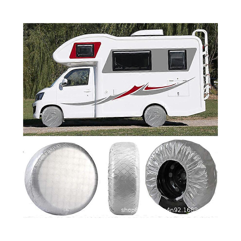 (As Show, One Size) Set Of 4 Tire Covers For Trailer, Motorhome, Car, Truck, Motorhome Light