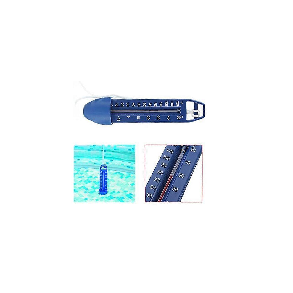 (As show, One size) Large pool thermometer with rope, integrated pocket and shatter resistant, ideal for all outdoor/indoor pools, spas, hot tubs and ponds