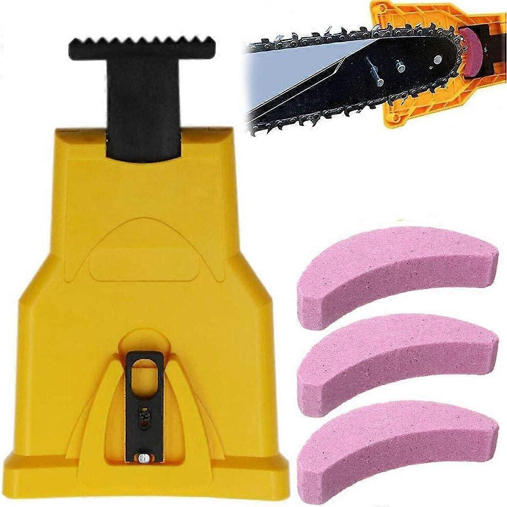 (As show, One size) Chainsaw Sharpener, Chainsaw Sharpener Set with 3 Whetstones, Fast Woodworking Tools for Lumberjacks, Lawn Mowers, Chainsaws