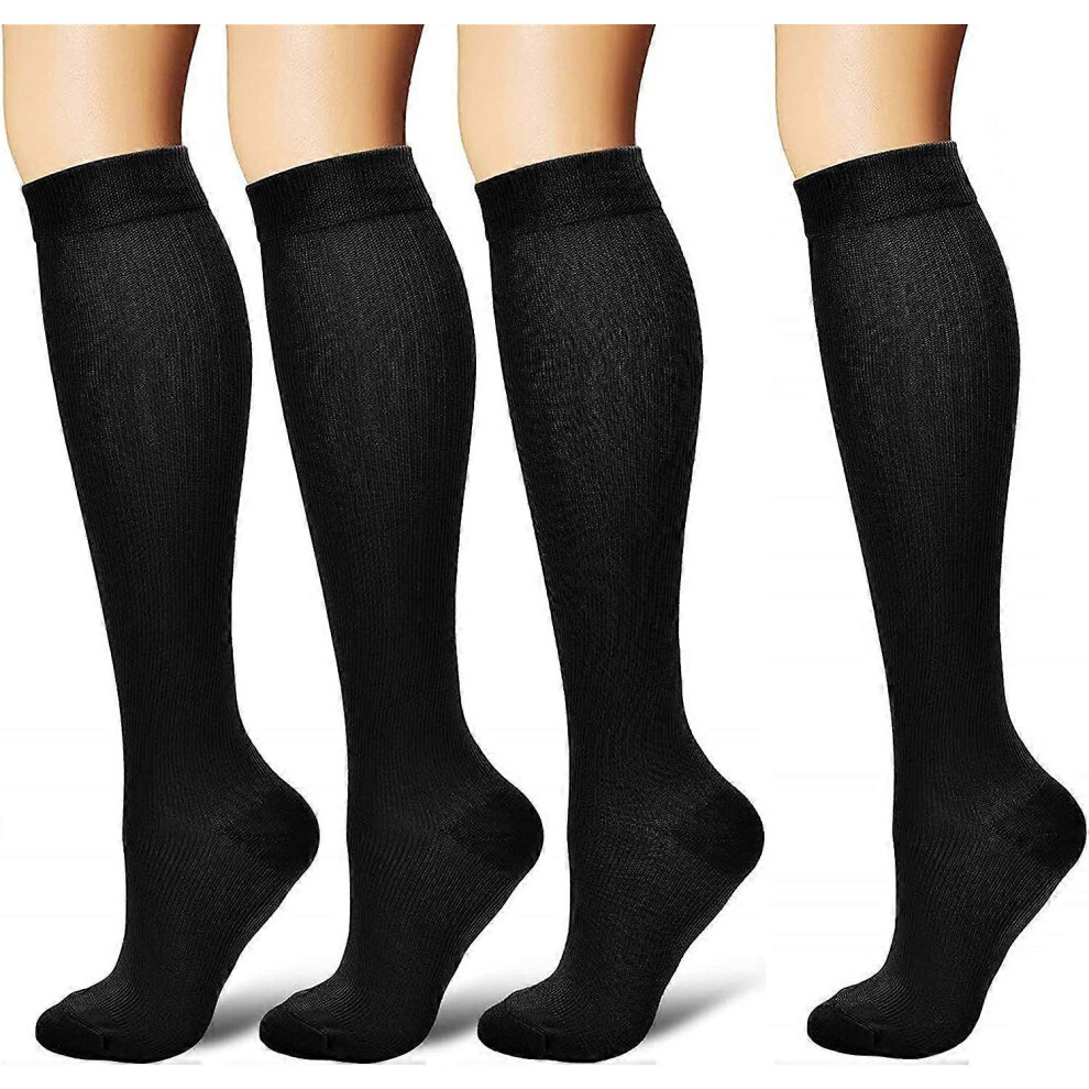 (As show, One size) 4 Pairs Compression Socks for Men and Women Circulation Medical Compression 15-20 mmHg Professional Support During Flights or Travel Unisex Anti-Throm