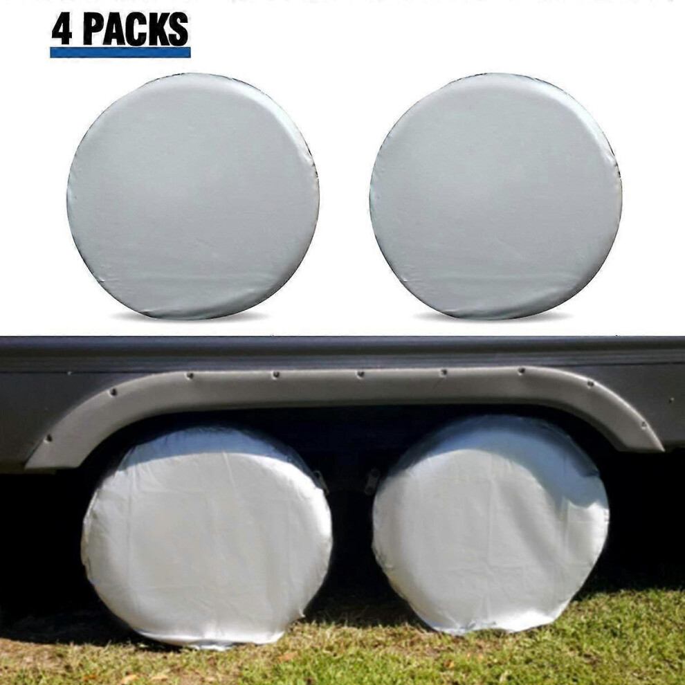 (As Show, One Size) Set Of 4 Tire Covers For Trailer, Motorhome Car, Truck, Motorhome Light