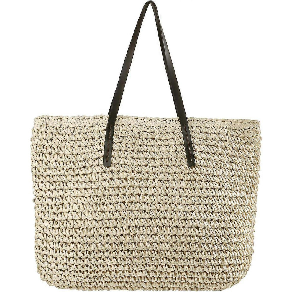 (As show, One size) Women's Straw Shoulder Bag - Large Straw Bag - Woven Beach Bag, Cream, One Size, Beach Bag