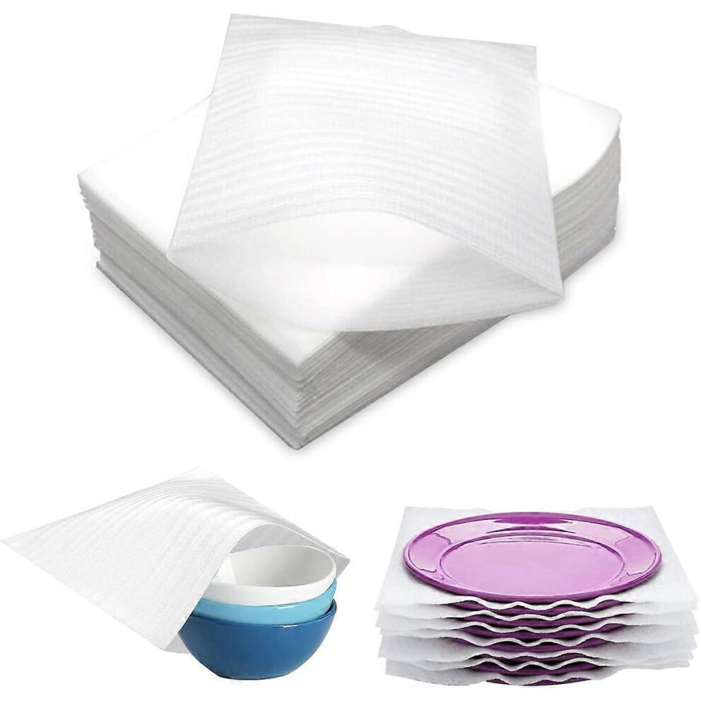 (As show, One size) 100 Pieces Foam Wrap 25x30cm, Foam Bags, Moving Bubble Wrap, Bubble Wrap Roll, Bubble Wrap, Foam Wrap for Moving Cartons Tableware, Dishes, Plates Whi