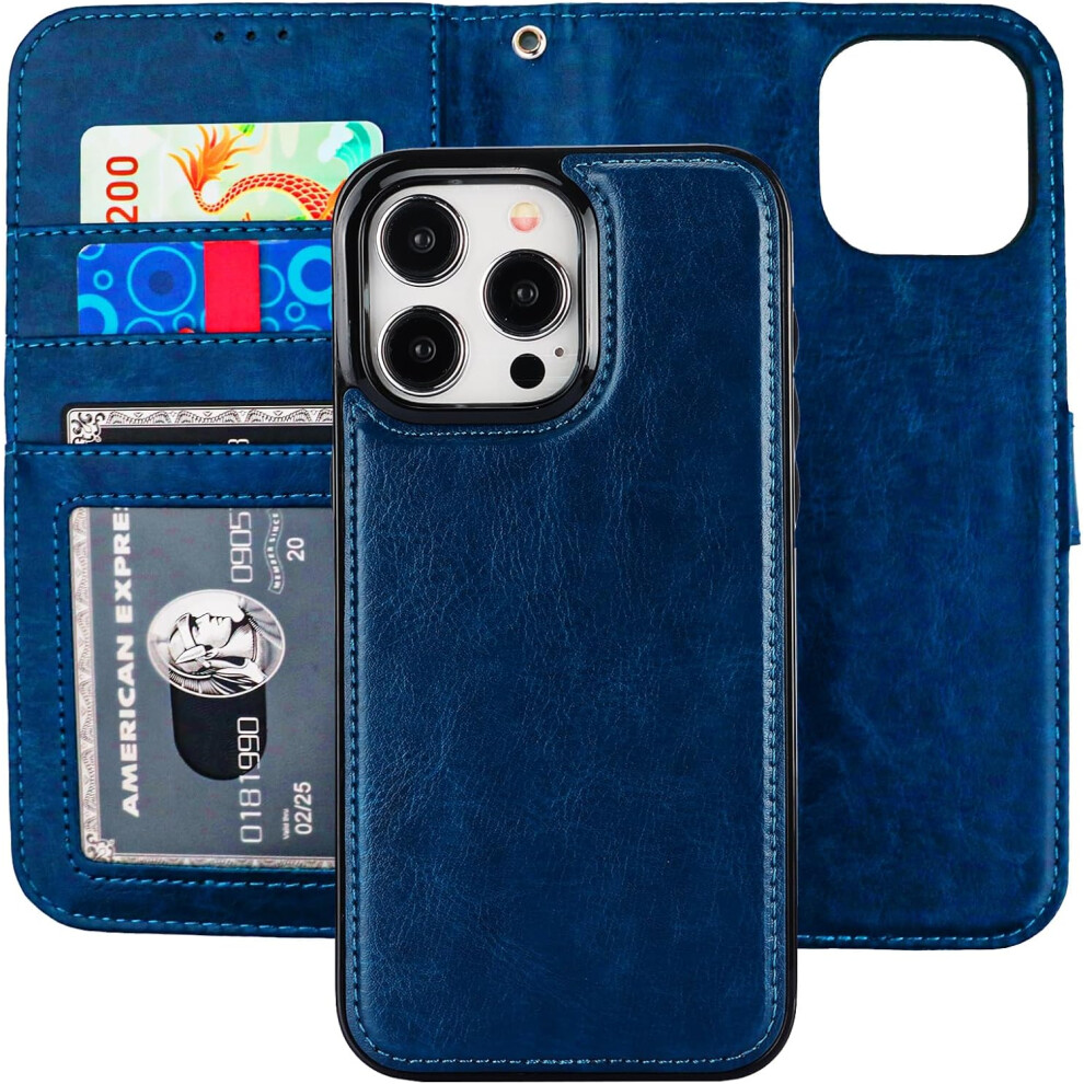 (Blue) Flip-Removable Wallet Case For Iphone 15 Pro Max Blue 6935158840762