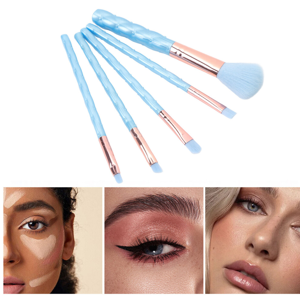 Blue 5Pcs Soft Makeup Brushes Set Professional Cosmetic Brushes Set Portable Blush Eye Contour Eyeshadow Brush Set For Beginners
