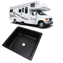 Single Bowl Bar Sink 13.8 X 13.8 X 4.7in Square Stainless Steel Kitchen Sink with 40mm Drain Hole for Caravan Food Truck Boat Black Sprayin