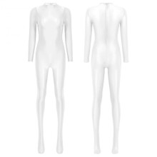 (XL, white) Women Long Sleeve Bodycon High Waist Jumpsuit Rompers Full Bodysuit One Piece Outfit