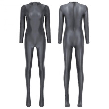 (M, grey) Women Long Sleeve Bodycon High Waist Jumpsuit Rompers Full Bodysuit One Piece Outfit