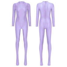 (XL, light purple) Women Long Sleeve Bodycon High Waist Jumpsuit Rompers Full Bodysuit One Piece Outfit
