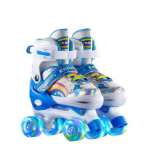 (M, Blue) Double Row Roller Skating Shoes for Kids - Complete Set for Beginners and Children
