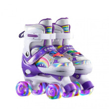 (S, Purple) Double Row Roller Skating Shoes for Kids - Complete Set for Beginners and Children
