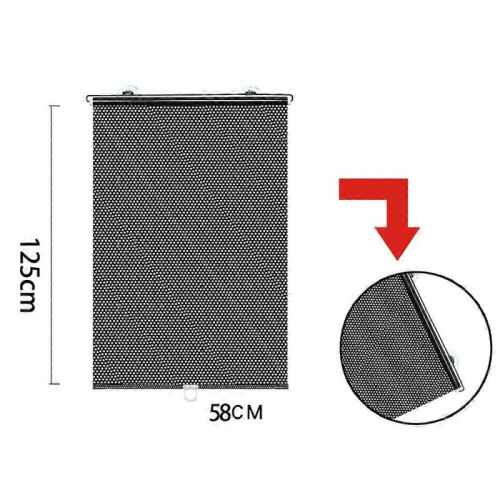 (58x125cm, Black) Blackout Blind Shade with Suction Cups Retractable Windshield Sun Shade