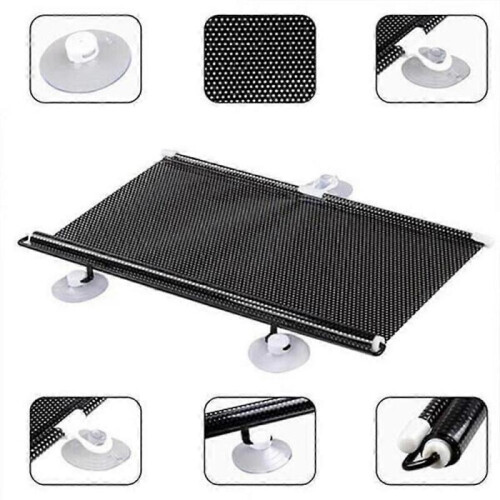 (58x125cm, Black) Blackout Blind Shade with Suction Cups Retractable Windshield Sun Shade 1