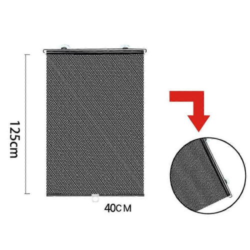 (40x125cm,Black)Blackout Blind Shade with Suction Cups Retractable Windshield Sun Shade